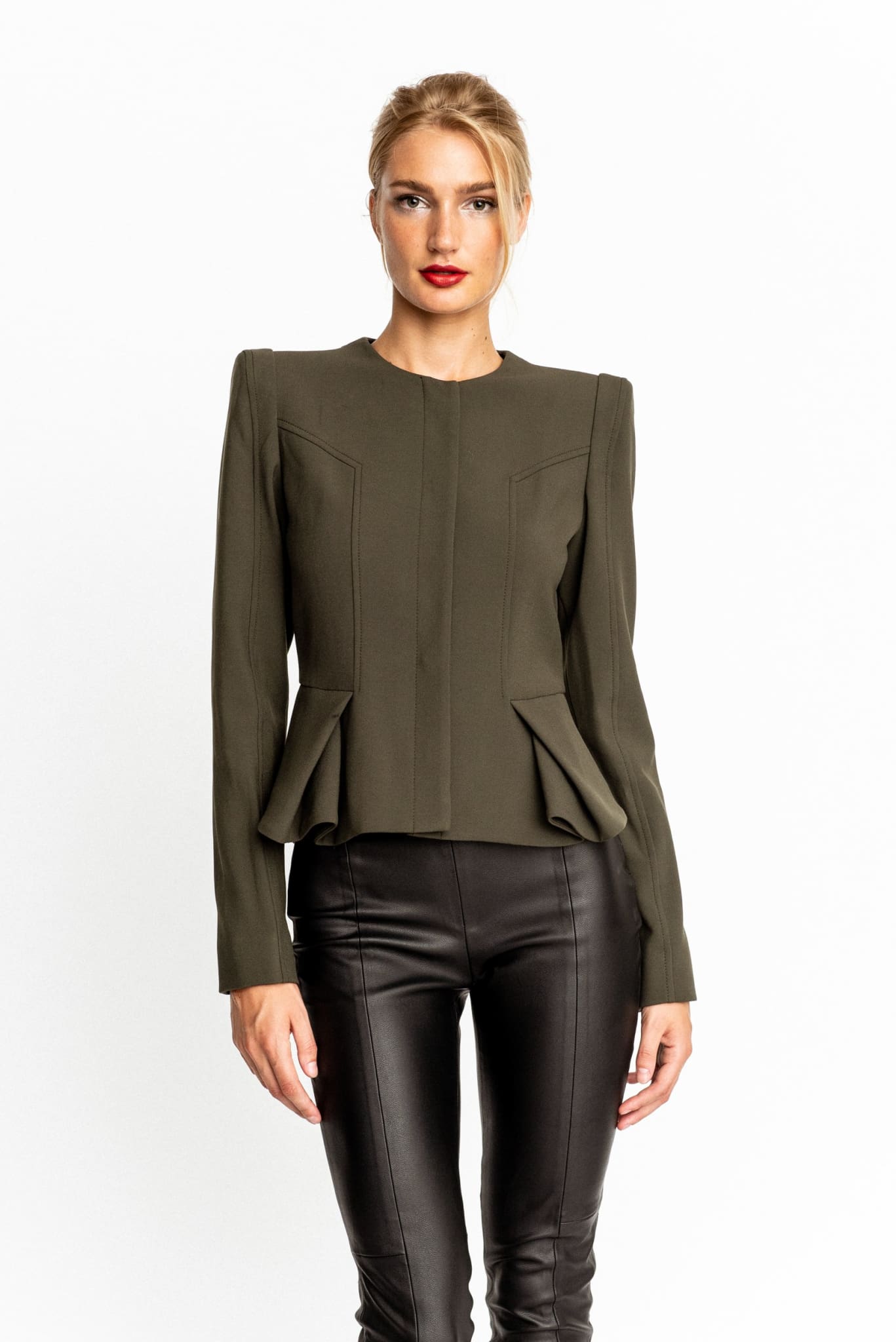 Military Green Peplum Olivia Blazer - Blazer