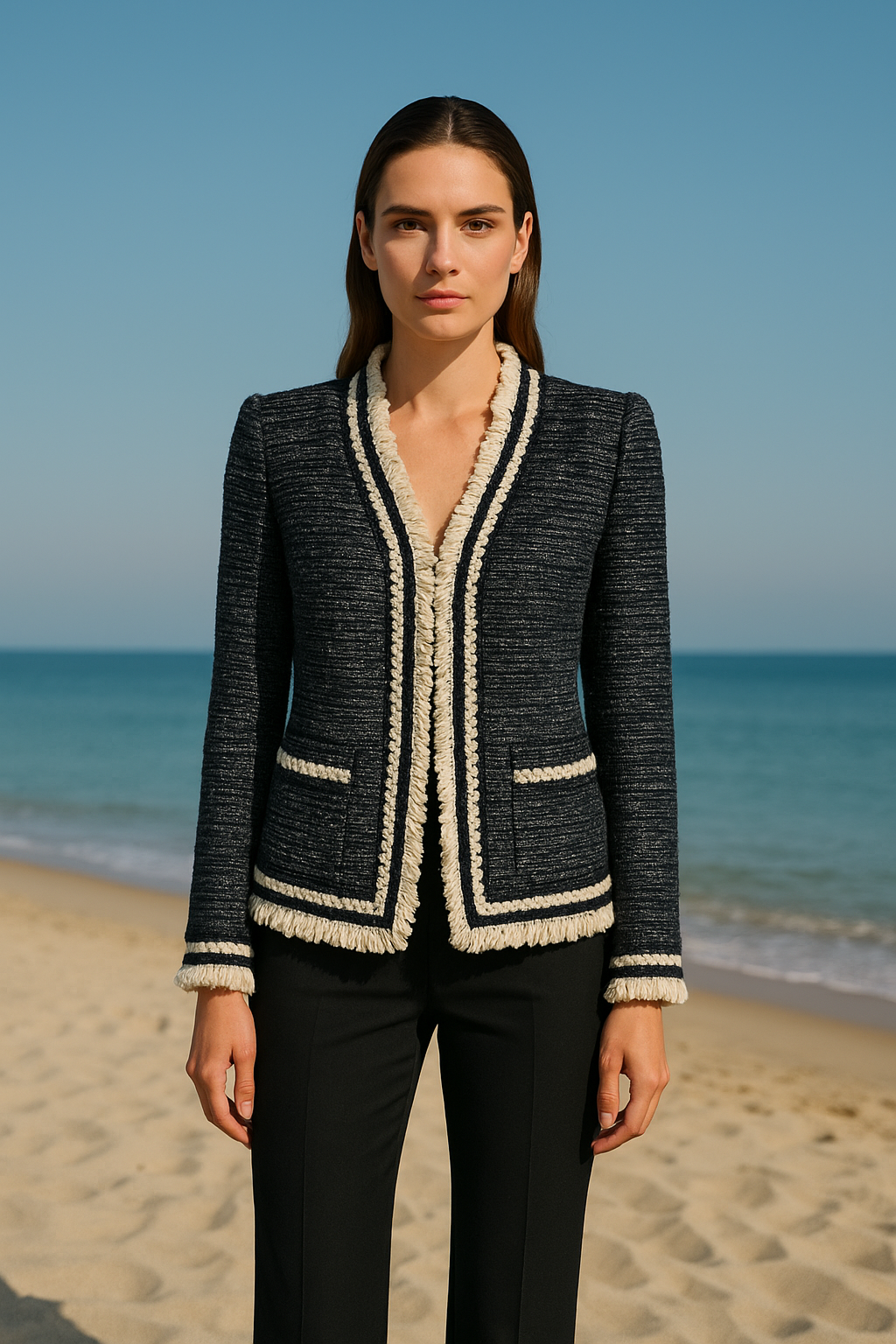 GINEVRA BLAZER- BLACK & WHITE TWEED