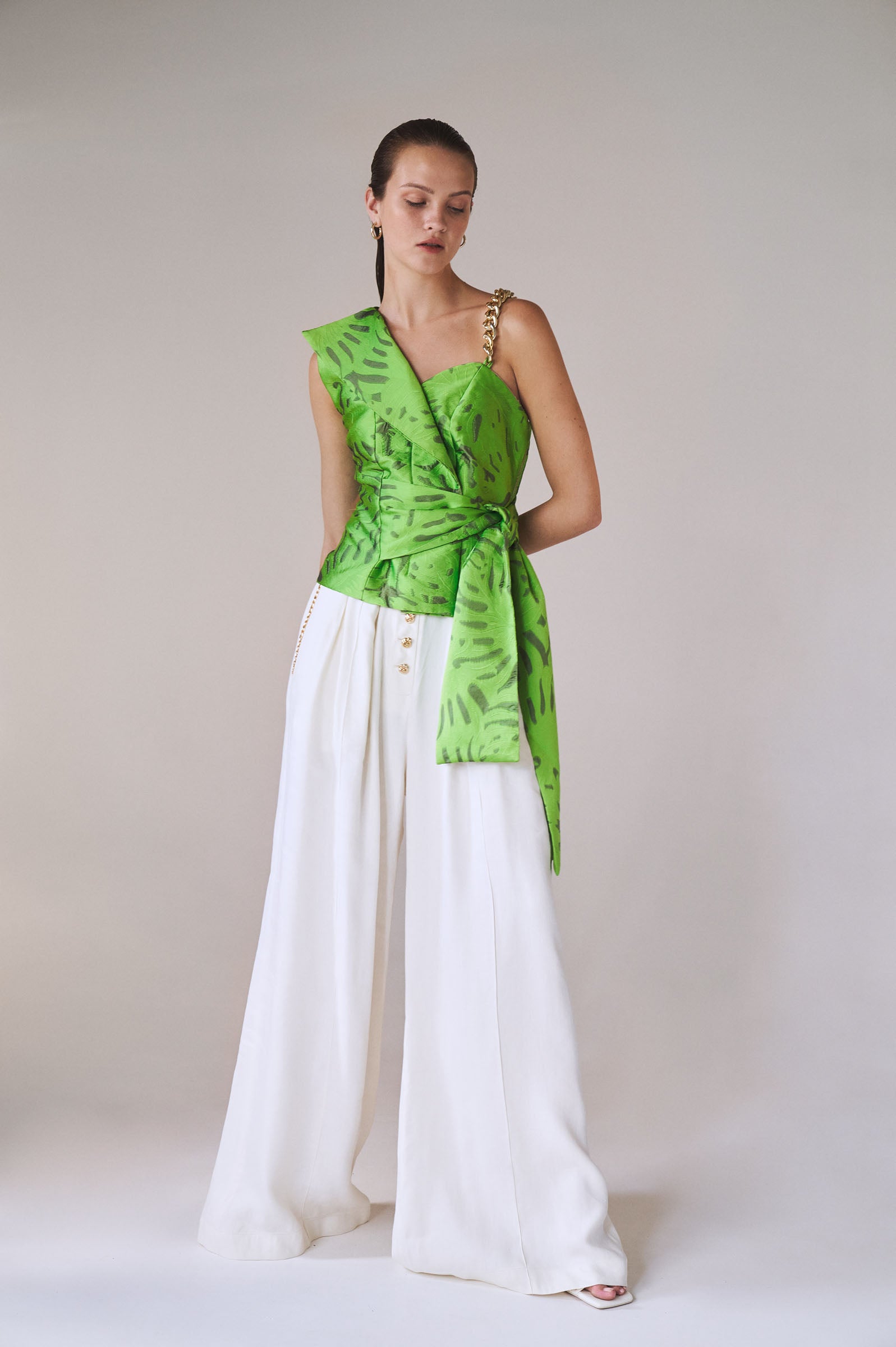 TALI TOP- PALM LEAF JAQUARD